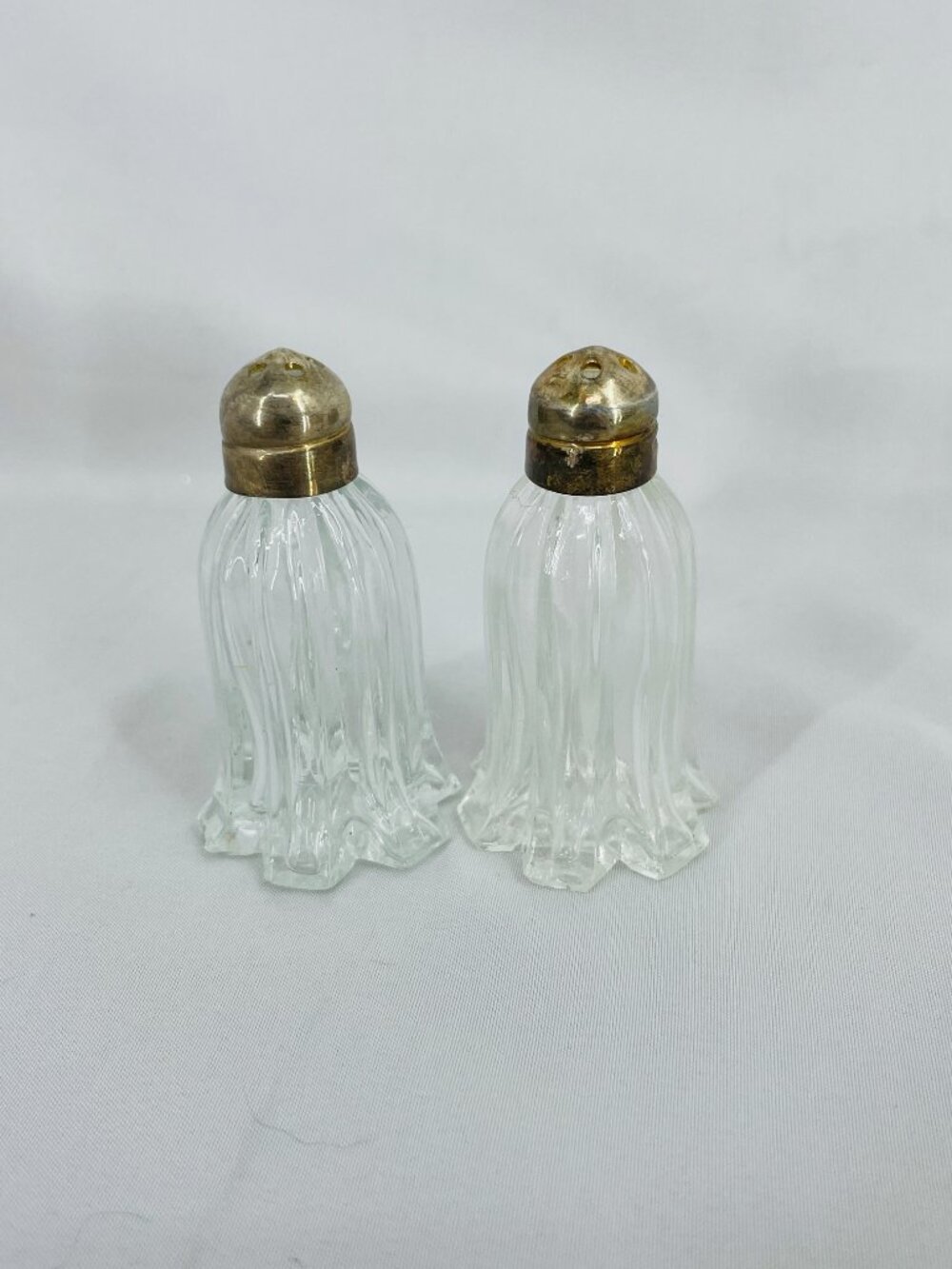 Vintage Glass Tulip Shaped Salt and Pepper Shakers